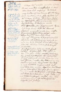Schulchronikeintrag vom Mai 1923: Denn nach 1920 zu Zeiten der Emporgenossenschaft soll hier ein alter Lederfeuereimer vorhanden gewesen sein, der die Jahreszahl 1843 oder 1845 getragen haben soll. Über seinen Verbleib ist leider nichts zu ermitteln.