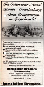 Mit solchen Anzeigen wurden ab 1990 die neuen Wohnungsangebote in Leegebruch beworben.